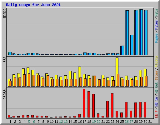 Daily usage for June 2021